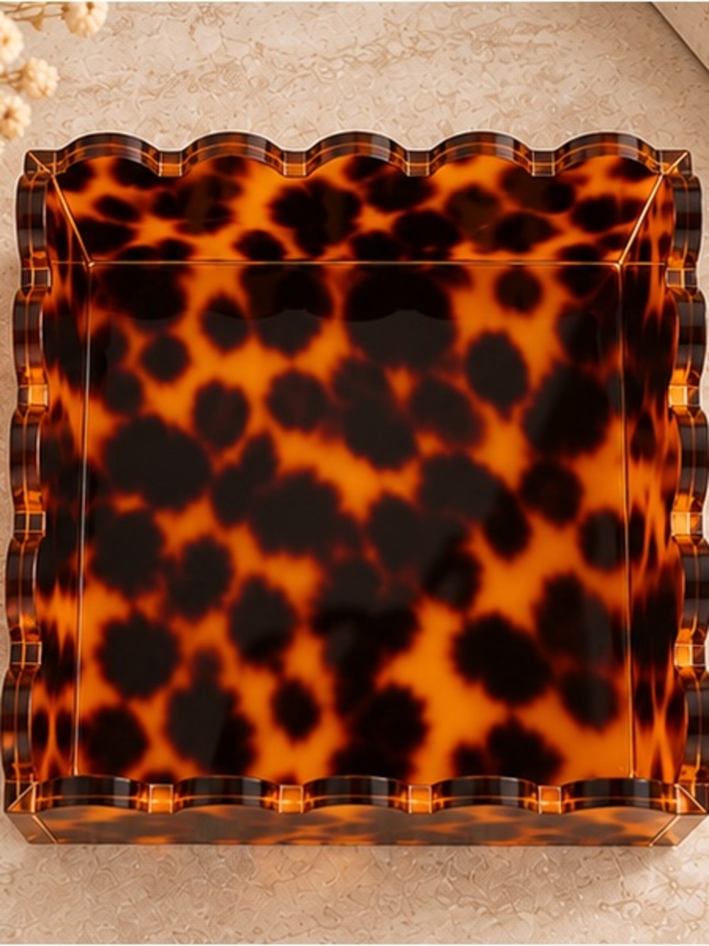Tortoiseshell Decorative Catchall Tray - Brown Acrylic Organizer